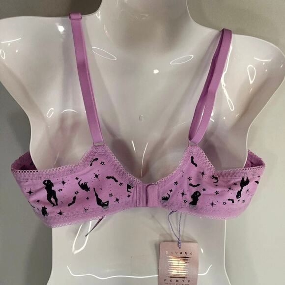 Savage Fenty Underwired Unlined Bra in Bubble Pink Starry Pin Up 38B NWT - Picture 4 of 6